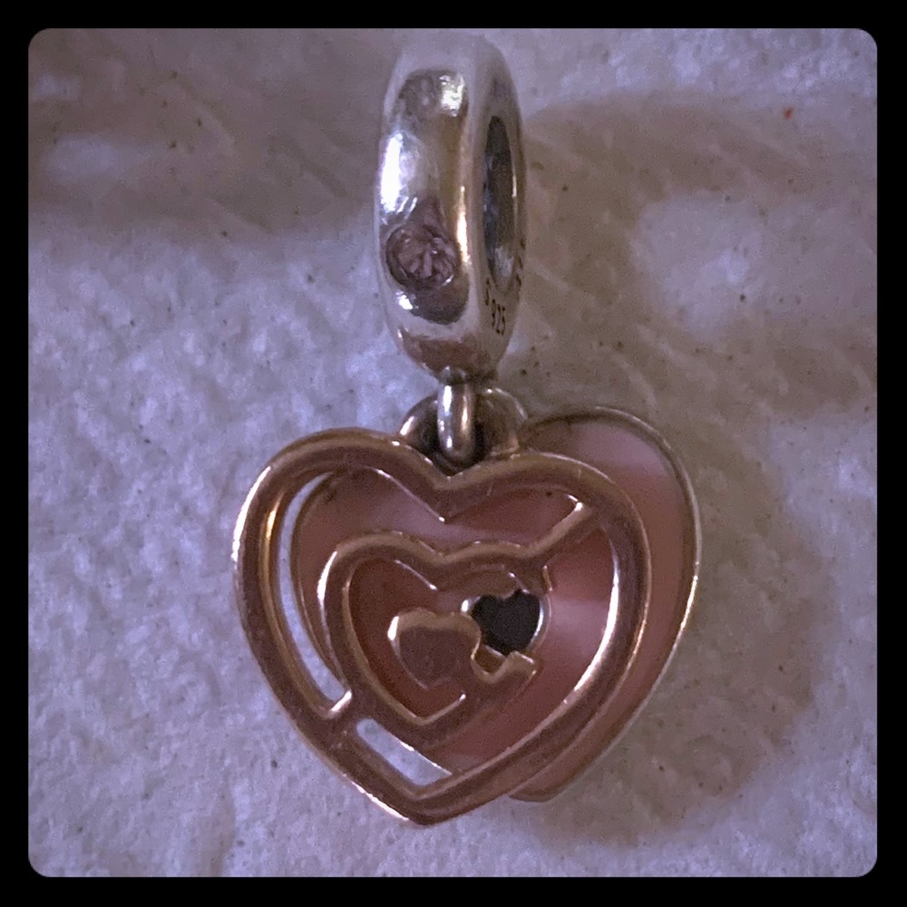 Authentic Pandora Rose Hold dangle heart charm